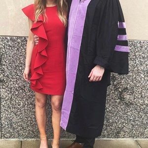 Sexy red Cinq a sept dress with ruffle on side, size 6, worn once!!